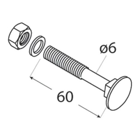 Śruba zamkowa czarna ZACB 6x60 - 4szt/opak