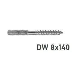 Śruba dwugwintowa 8x140 stal ocynk galwaniczny – trwałe mocowanie