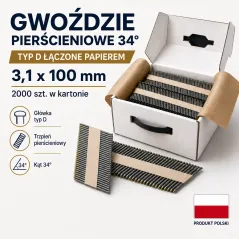 Gwoździe Pierścieniowe Łączone Papierem 3,1x100 | Koszykstolarza.pl